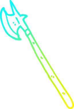 Bir insan tarafından çizilmiş bir ortaçağ silahının soğuk eğimli çizimi