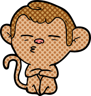 bir insan tarafından çizilmiş şüpheli maymun çizgi filmi