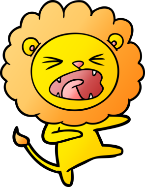 Bir insan tarafından çizilmiş kızgın aslan çizgi filmi.