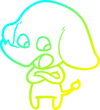 Bir insan tarafından çizilmiş şirin bir filin soğuk gradyan çizgisi