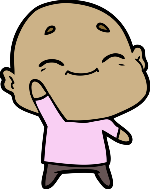 Bir insan tarafından çizilmiş mutlu, kel adam.