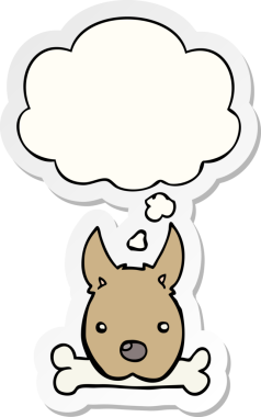 İnsan tarafından çizilmiş bir çıkartma gibi kemikli çizgi film köpeği.