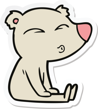 Bir insan tarafından çizilmiş ıslık çalan ayının çıkartması.