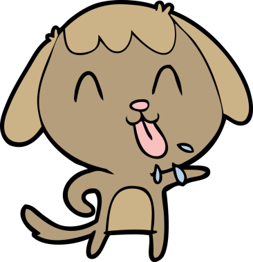 Bir insan tarafından çizilmiş şirin bir çizgi film köpeği.