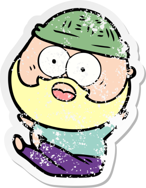 Bir insan tarafından çizilmiş sakallı bir adamın sıkıntılı çıkartması.