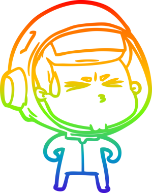 Bir insan tarafından çizilen gökkuşağı gradyan çizimi stresli astronot