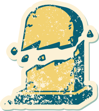 Bir insan tarafından çizilmiş kırık bir mezar taşının sembolik bir dövmesi var.