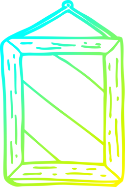 Bir insan tarafından çizilmiş bir karikatür aynasının soğuk gradyan çizimi