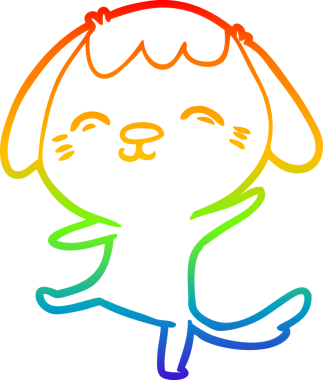 Gökkuşağı gradyan çizimi mutlu çizgi film köpeğinin insan tarafından çizilmiş hali.