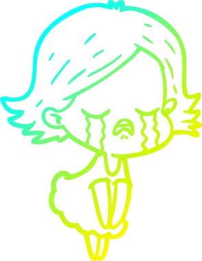 Bir insan tarafından çizilmiş ağlayan bir çizgi film kızı çizimi.