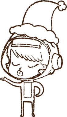 Bir insan tarafından çizilmiş Noel Astronotu Kömür Çizimi