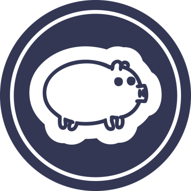 Şişko domuz sembolü bir insan tarafından çizilmiş.