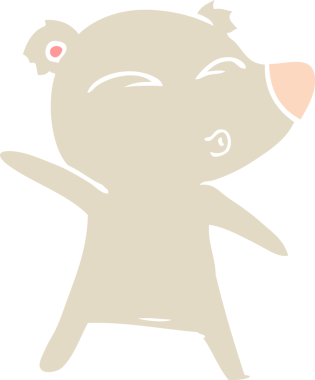 Düz renkli çizgi film ıslık çalan ayı insan tarafından çizilmiş.