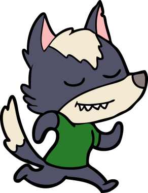 Bir insan tarafından çizilmiş dost canlısı bir kurt.