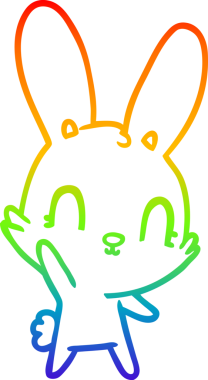 Gökkuşağı gradyan çizgisi. Bir insan tarafından çizilmiş şirin bir tavşan çizimi.