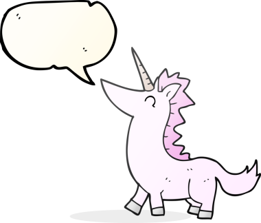 Bir insan tarafından çizilmiş serbest konuşma balonu tek boynuzlu at.