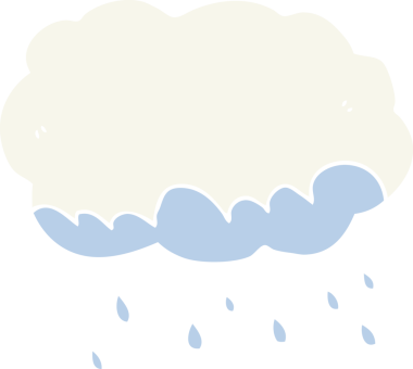 Bir insan tarafından çizilmiş düz renk çizgi film yağmur bulutu