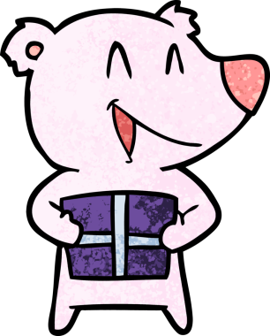 bir insan tarafından çizilmiş hediye ile cartppm ayısı