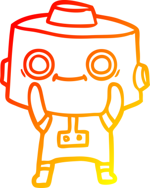 Bir insan tarafından çizilen çizgi film robotunun sıcak çizgi çizimi