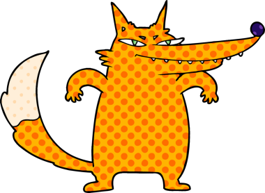 Şişko tilki çizgi film karakteri bir insan tarafından çizilmiş.