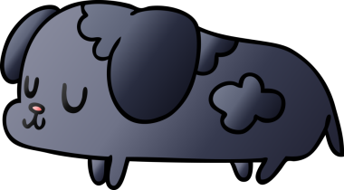 bir insan tarafından çizilmiş sevimli bir köpeğin gradyan çizimi kawaii