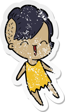 Bir insan tarafından çizilmiş mutlu bir hippi kızın sıkıntılı çıkartması.