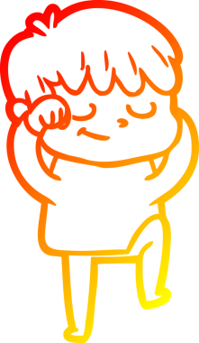 Bir insan tarafından çizilen mutlu bir çocuğun sıcak çizgi çizimi.