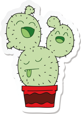 Bir insan tarafından çizilmiş garip bir el kaktüsünün çıkartması.