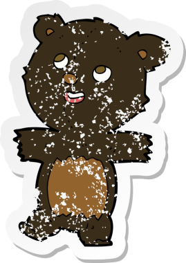 Bir insan tarafından çizilmiş karikatür kara ayısının gerilmiş çıkartması.