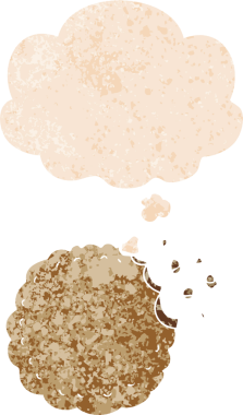 Düşünce baloncuklu çizgi film kurabiyesi grunge sıkıntılı retro desenli bir insan tarafından çizilmiş