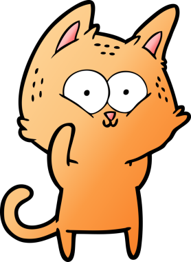 Bir insan tarafından çizilmiş çizgi film kedisi.