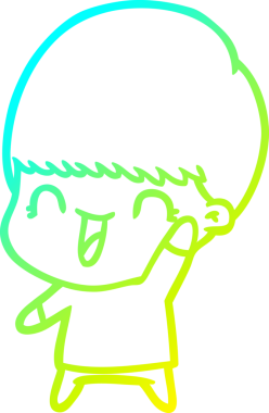 Bir insan tarafından çizilmiş mutlu çizgi film çocuğu çizimi.