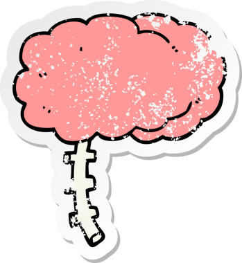 Bir insan tarafından çizilmiş karikatür beyninin sıkıntılı çıkartması.