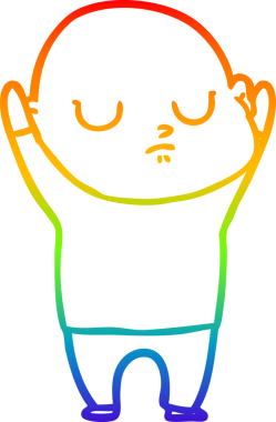 Gökkuşağı gradyan çizgisi bir insan tarafından çizilmiş kel bir adamın çizimi