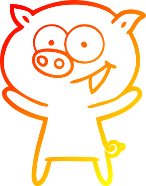 Bir insan tarafından çizilmiş neşeli bir domuz çizgi filmi.