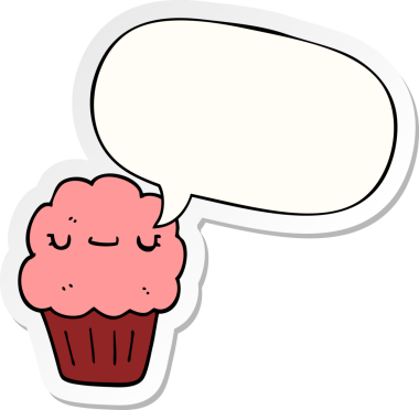 Bir insan tarafından çizilmiş baloncuk çıkartmalı çizgi film keki.