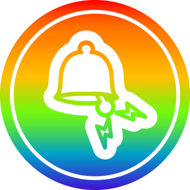 Çalan çan dairesel simgesi gökkuşağı gradyan bir insan tarafından çizilmiş