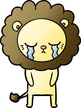 Bir insan tarafından çizilmiş ağlayan çizgi film aslanı.