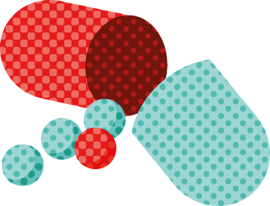 Bir insan tarafından çizilmiş açık kapsül hapının düz renk çizimi