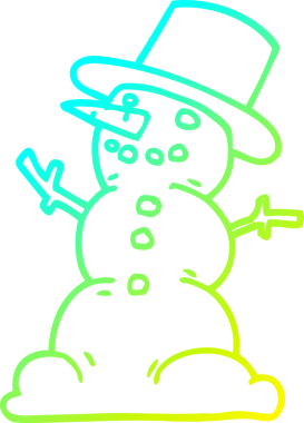 Bir insan tarafından çizilmiş bir kardan adamın soğuk çizgi çizimi