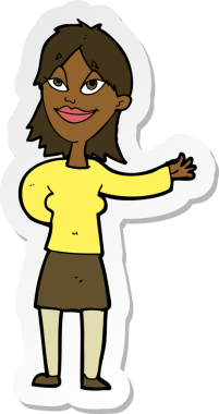 Bir insan tarafından çizilmiş bir şeyi gösteren bir karikatür kadın etiketi.