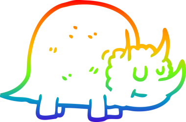 Bir insan tarafından çizilmiş tarih öncesi bir dinozorun gökkuşağı gradyan çizimi