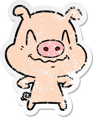 Bir insan tarafından çizilmiş sinirli bir domuzun sıkıntılı çıkartması.