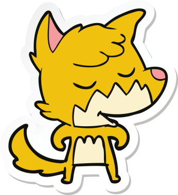 Bir insan tarafından çizilmiş dost canlısı bir tilkinin çıkartması.