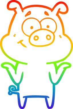 gökkuşağı gradyan çizimi mutlu çizgi domuz çizimi bir insan tarafından çizilmiş