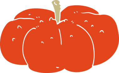 Bir insan tarafından çizilmiş düz renkli balkabağı.