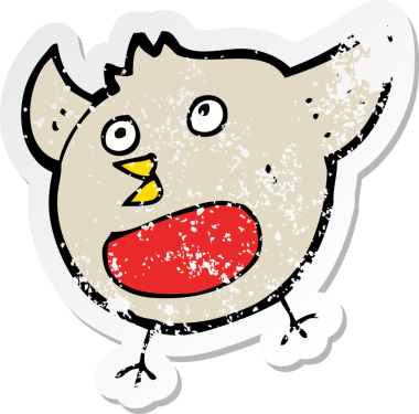 Bir insan tarafından çizilmiş komik bir noel robininin gerilemiş geçmiş yapıştırması.