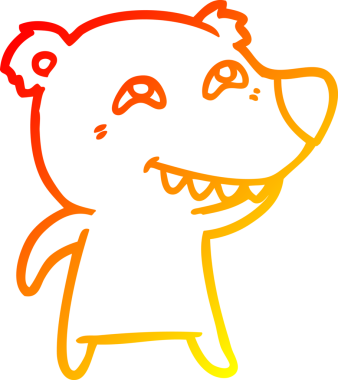 Bir insan tarafından çizilmiş dişleri gösteren bir kutup ayısının sıcak çizgi çizimi