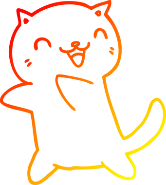 Bir insan tarafından çizilmiş çizgi film kedisinin sıcak çizgi çizimi