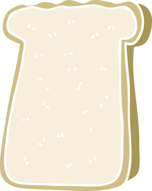 Bir insan tarafından çizilmiş tost diliminin düz renk çizimi